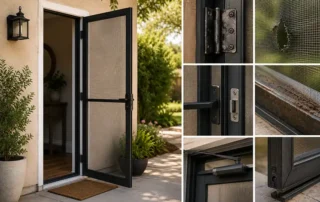 a montage of hinged screen doors