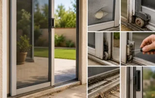 Collage of sliding screen door problems